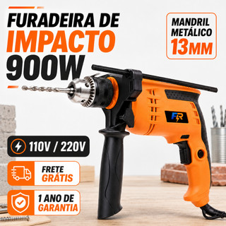 Furadeira de Impacto Parafusadeira 900W 13mm 110V ou 220V Mandril Metálico 3200RPM Alta P…
