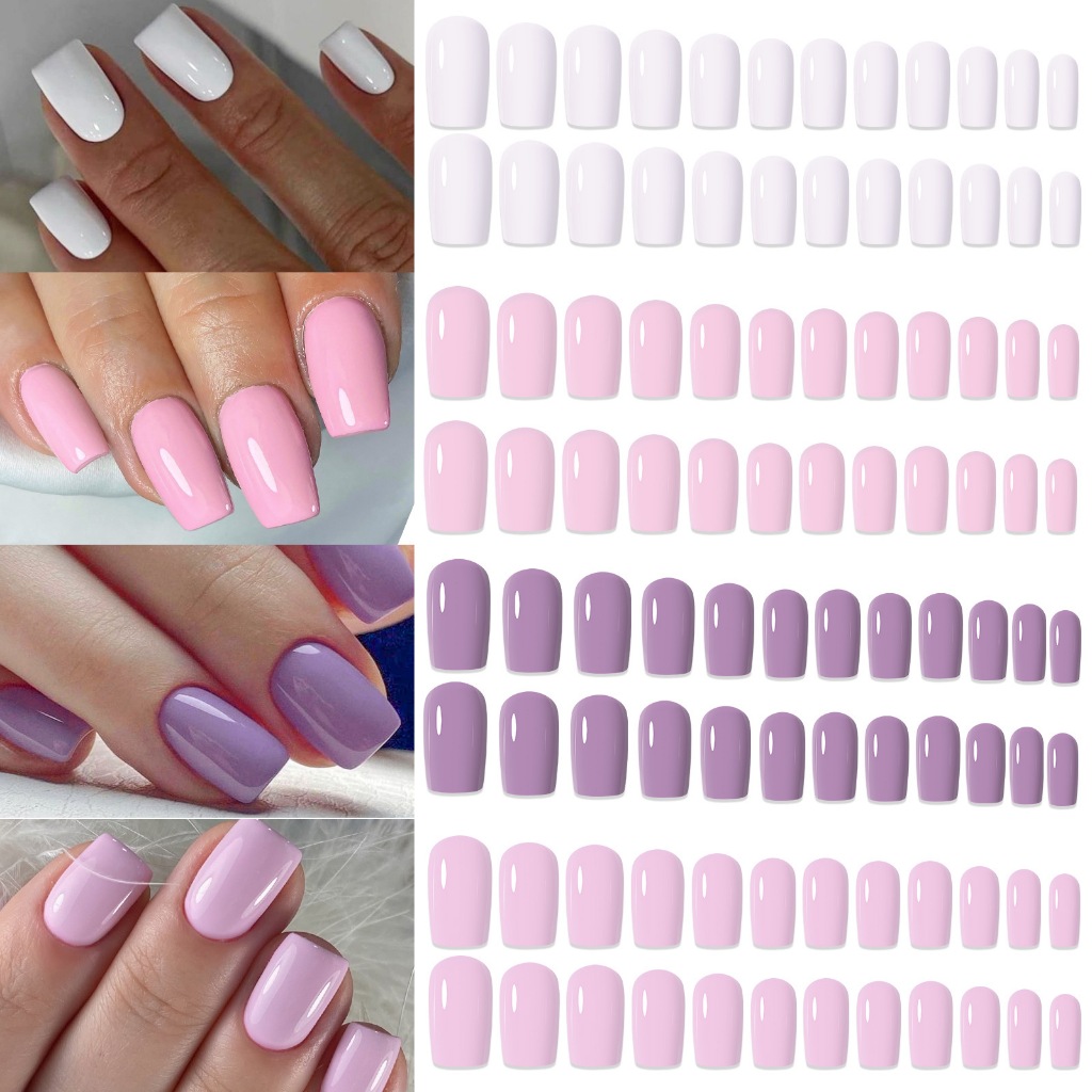 96 Peças De Unhas Postiças , Quadradas Longas E Bailarina , Nials Falsos Franceses , Prensa Destacável