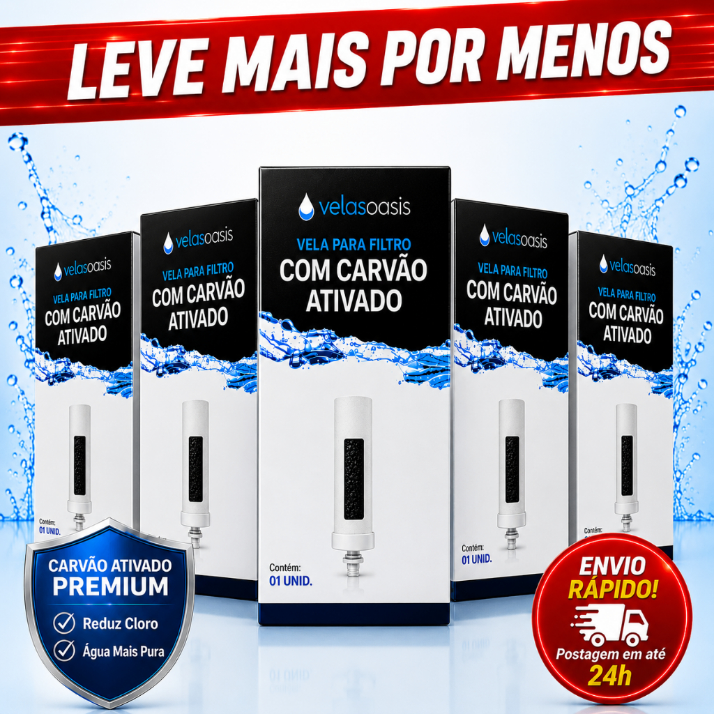 Kit de Velas Carvão Ativado para Filtro De Barro Oasis Premium  Reduz Cloro E Odores