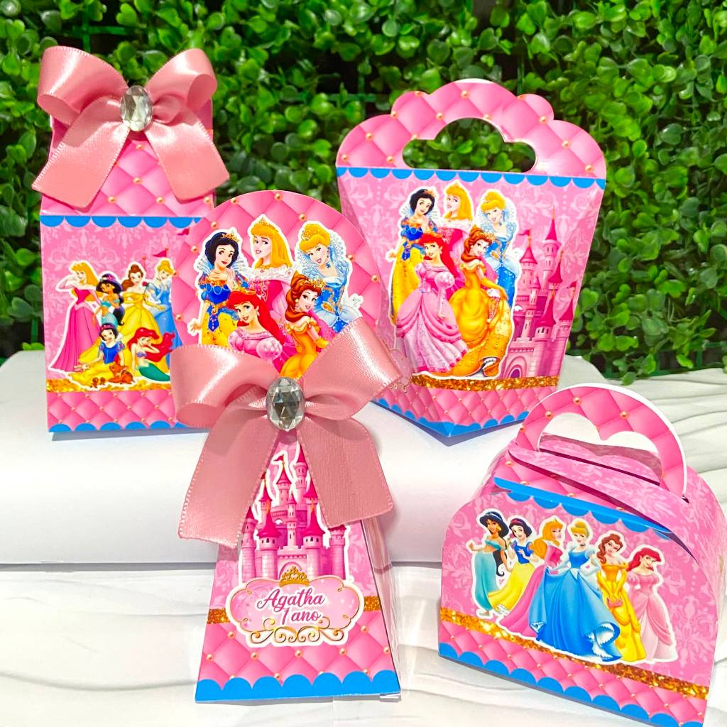 Kit Caixas Personalizadas PRINCESAS Lembrancinhas Festa Infantil Aniversário Desmontadas
