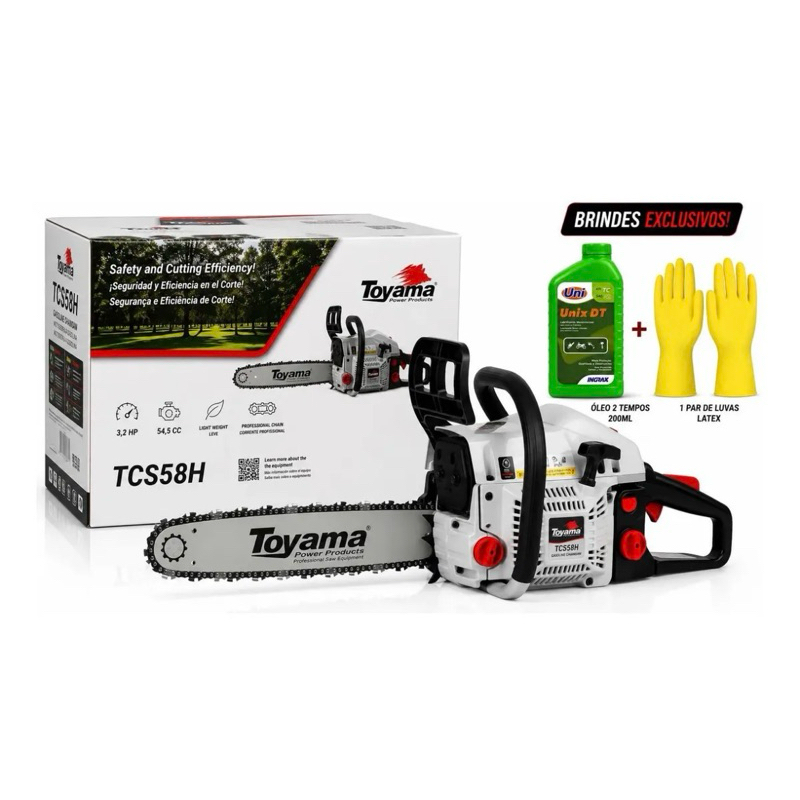 Motosserra Gasolina Toyama 54,4cc 2t 3,2hp Sabre 18 Com Kit
