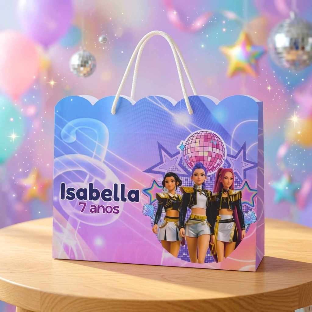 Sacolinha Personalizada Guerreiras do Kpop Huntrix | Lembrancinha | Mimo | Aniversário | Surpresa | Pegue e Monte