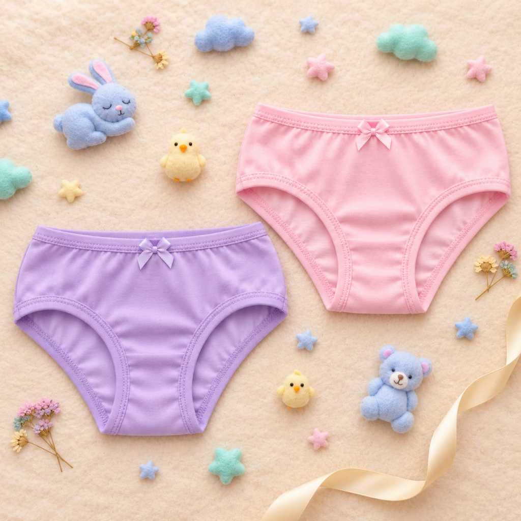 Kit 3 Calcinhas de Algodão Infantil Feminina Cós Elástico Confortável