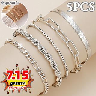 5 pcs pulseiras em aço inoxidável hipoalergênico não escurece a prova d’água
