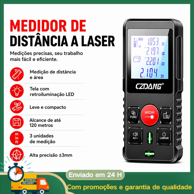 Medidor De Distância A Laser Alta Precisão Mini 120m Ferramenta De Medição Multifuncional