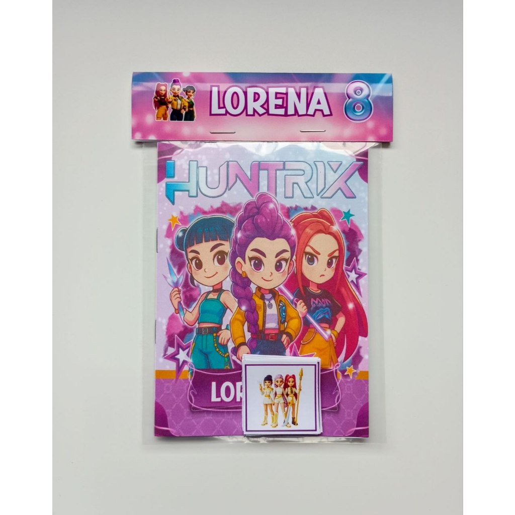 Álbum de Figurinhas e Livrinho de Colorir 10x15 Lembrancinha Personalizada Aniversário Guerreiras do Kpop