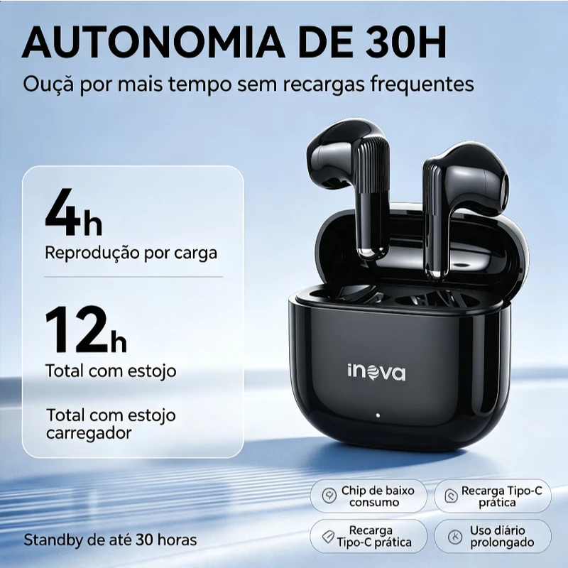 Fone de Ouvido Sem Fio Bluetooth 6.0 TWS 9D com Microfone — foto 3