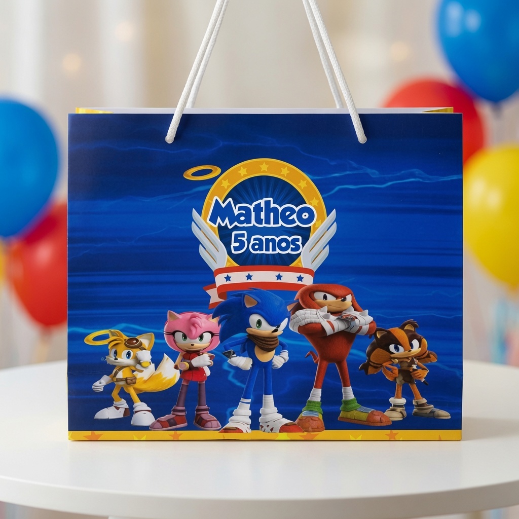SACOLINHA G SONIC/PERSONALIZADA/LEMBRANCINHA SONIC/FESTA/MIMO/ANIVERSARIO