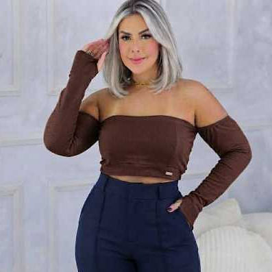 Croped Plus Size Blusa Ciganinha Suplex Com Dedeira