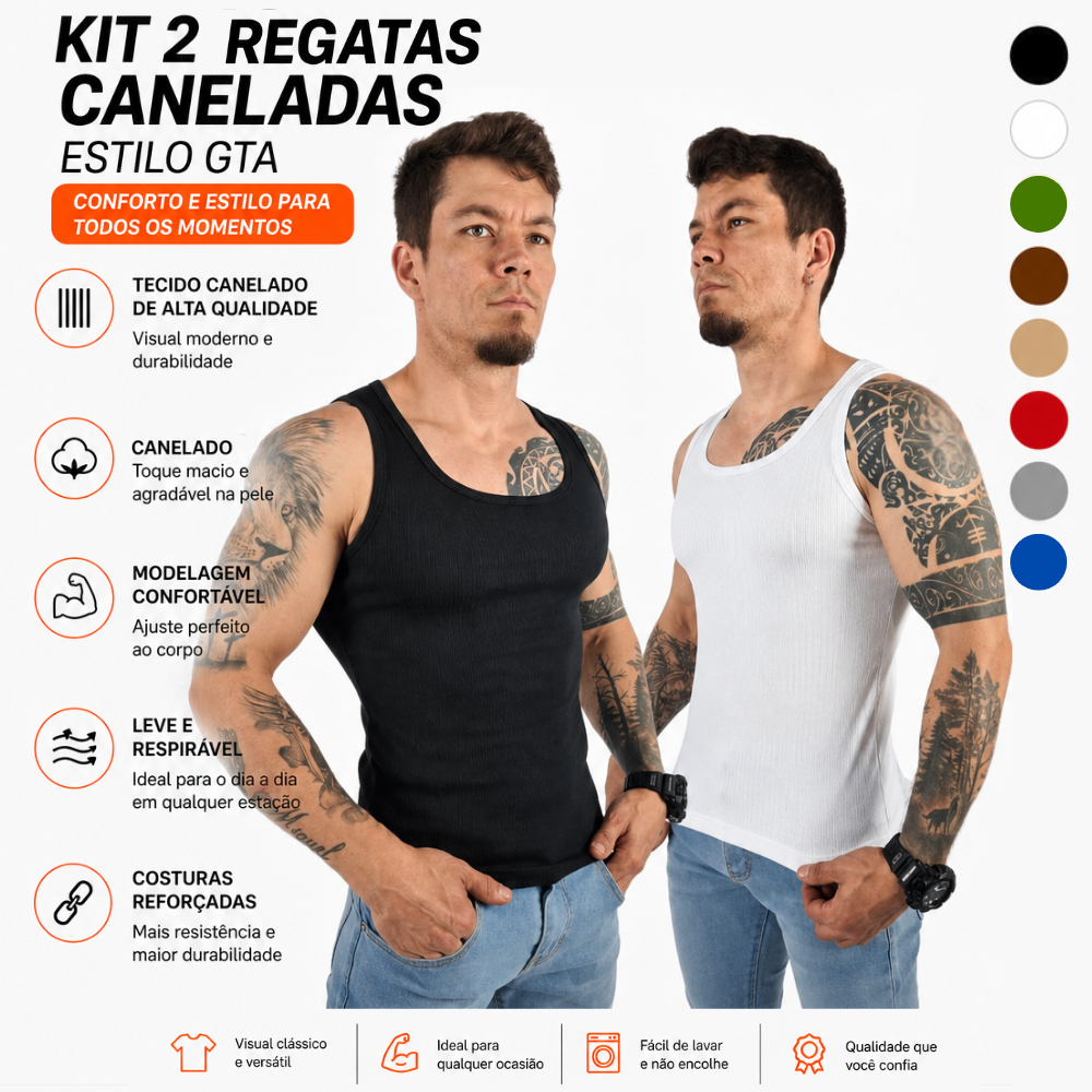 Kit 2 Regata Masculina Modelo Americano Hip hop GTA