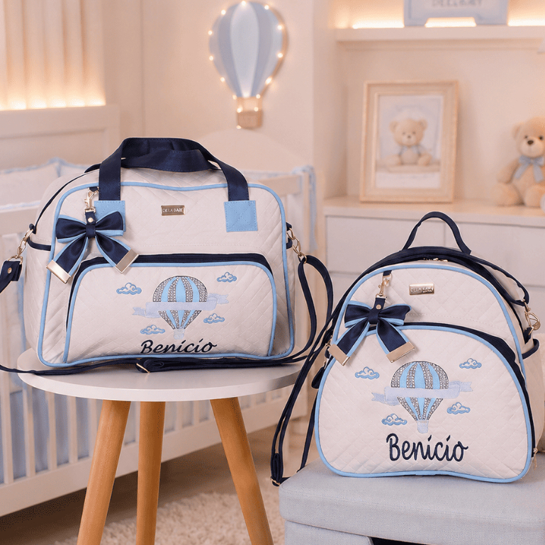 Kit Bolsa Maternidade Menino/Menina Personalizada Djon - 02 Peças