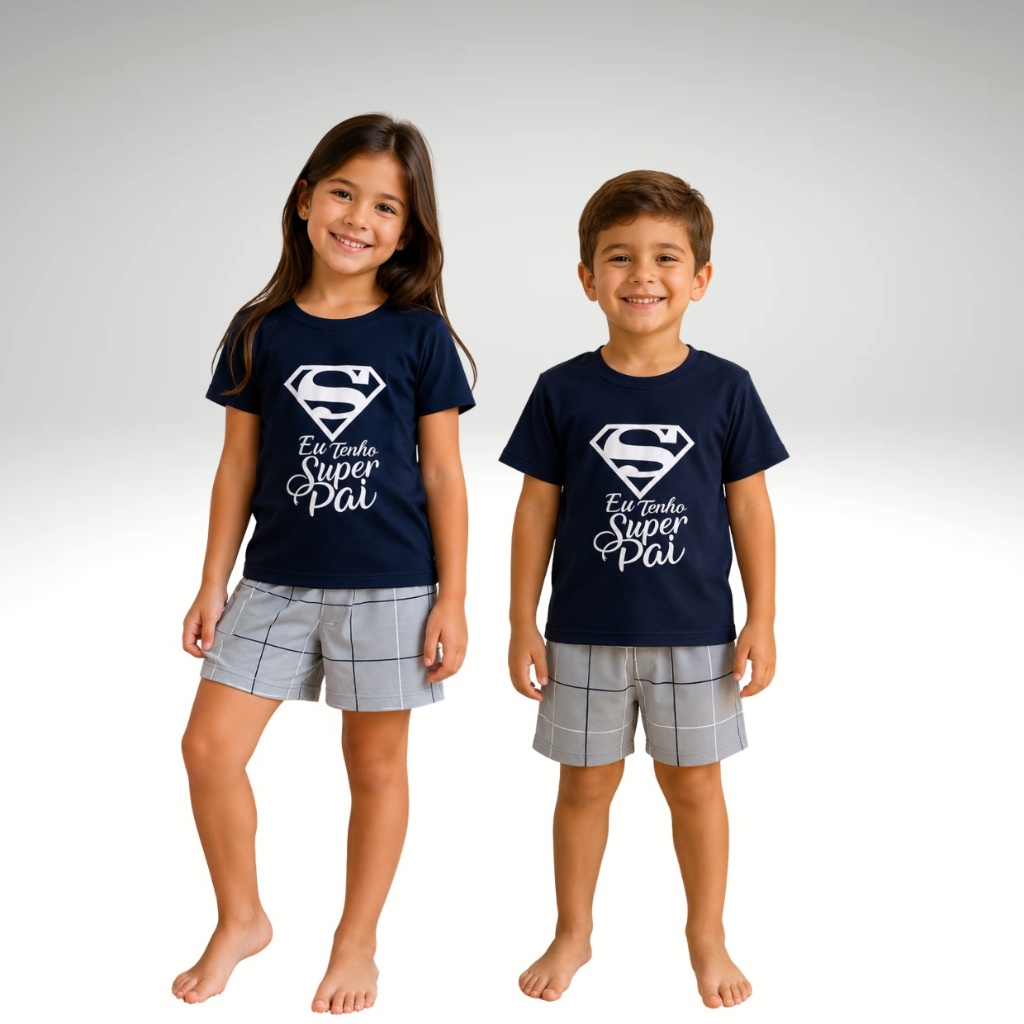 Pijama Infantil Verão Unissex Menina ou Menino Personagens Manga Curta e Short