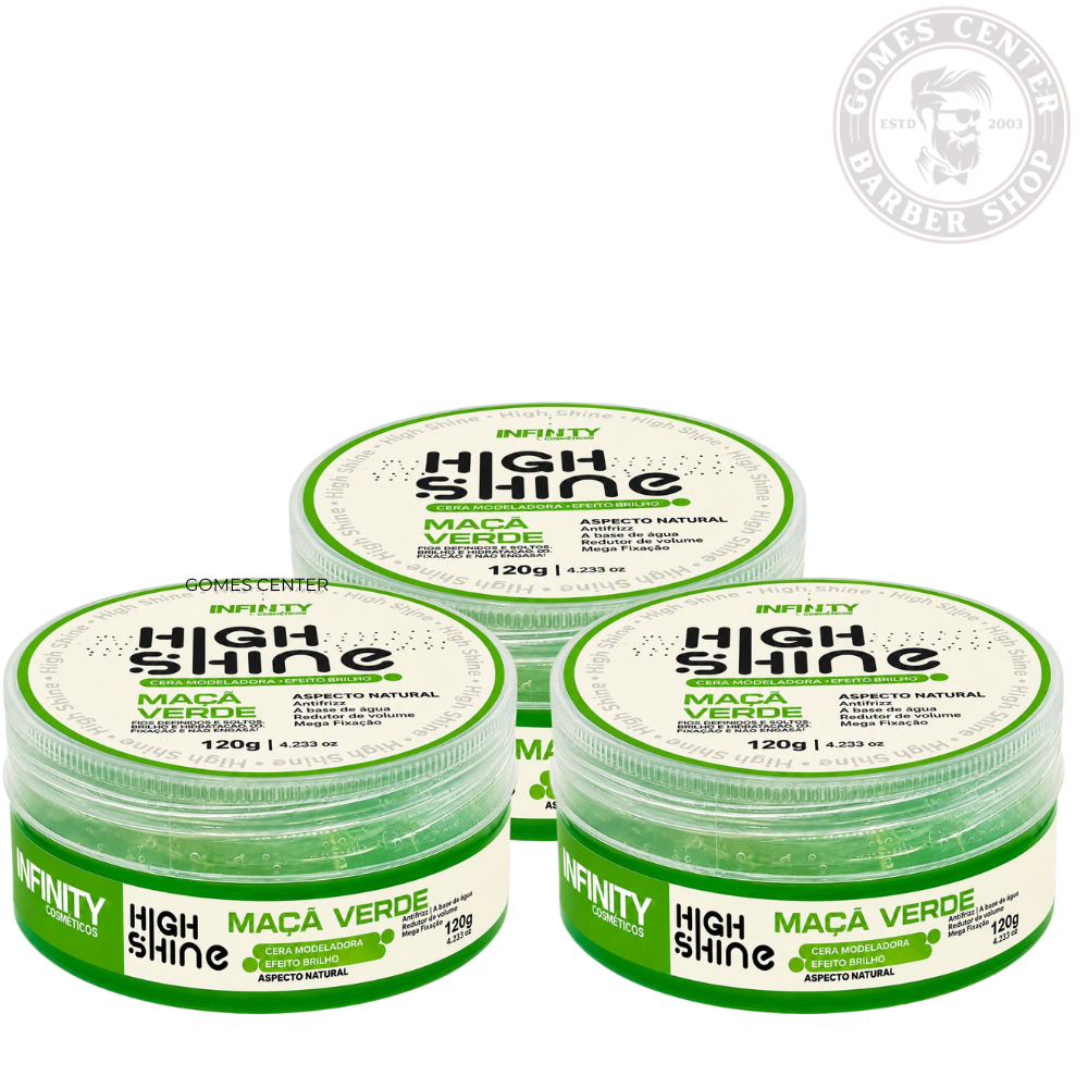 Kit 3 Ceras Maça Verde Classe A Barber For Men Fox 120g cada - Modela, Hidrata & Perfuma Barbearia