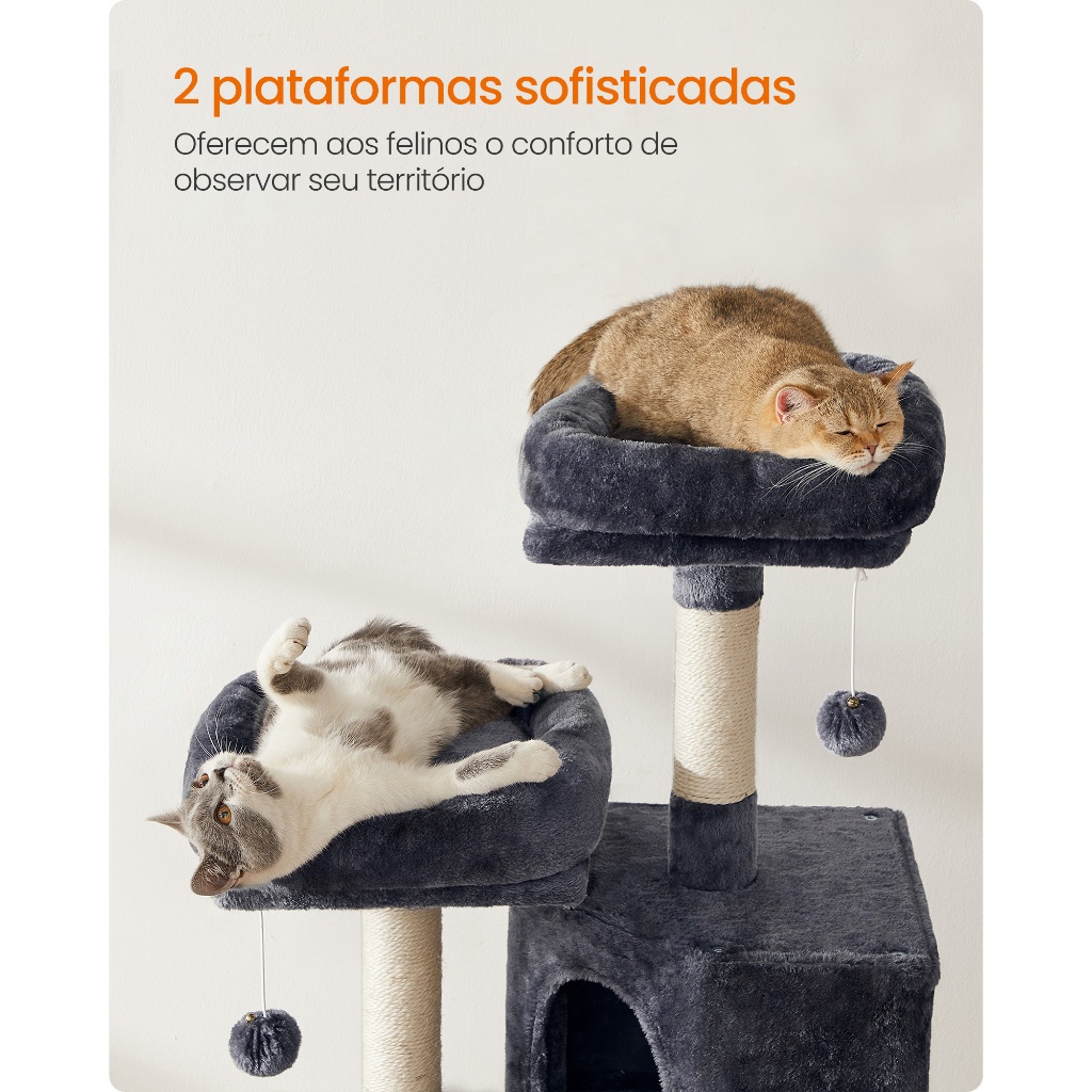 SONGMICS Arranhador para Gatos com Rampa, Árvore de Gato 115 cm, para Sala de Estar, Cinza esfumaçado — imagem 2 de 2