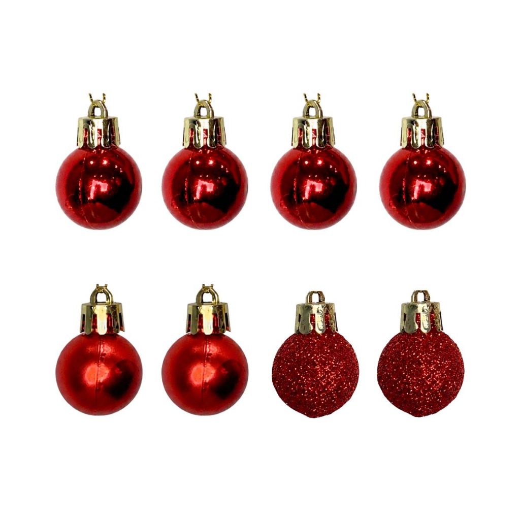 Kit Mini Bolas 2,5cm Enfeite Decorar Árvore Natal Vermelha