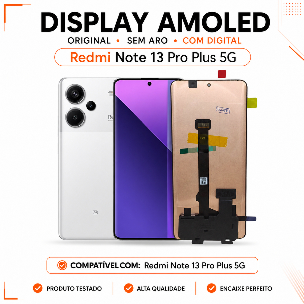 Display Redmi Note 13 Pro Plus + 5G Tela Amoled Original Frontal Sem Aro Com Dig