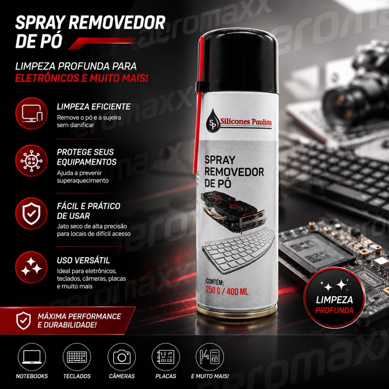 1 Lata Spray Ar Comprimido Removedor de Pó Limpeza Teclados Equipamentos Eletrônicos Uso geral 400ml