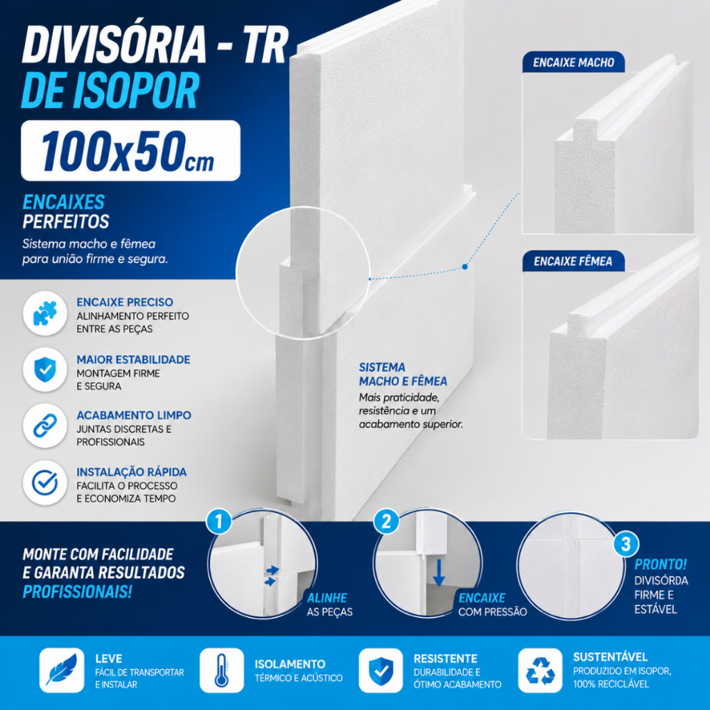 Divisória de Isopor TF1 EPS 100x50x10cm | Leve, Resistente e com Isolamento Térmico — imagem 2 de 2