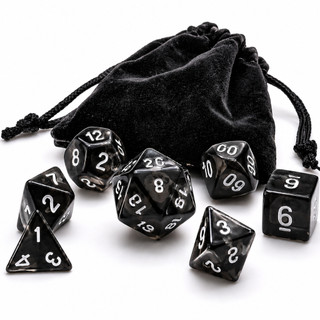 Kit Dados RPG D&D 7 Peças Com Bolsa D4 D6 D8 D10 D100 D12 D20 Acrílico Translúcido Premium