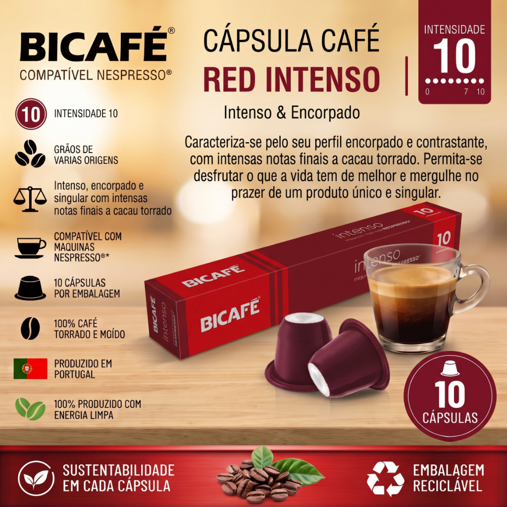 Cápsula Importada Café Red Intenso 10 cápsulas Importadas Bicafé Compatível Maquinas Nespresso Intensidade 10 · foto 2