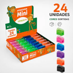 Apontador Mini C/Deposito Caixa com 24 Und Leoeleo - Apontador Escolar