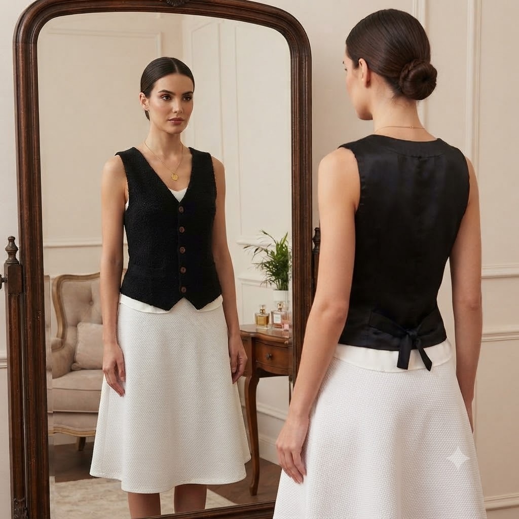 DS$ 055 - Blusa colete feminino preto, Lemon Cola, confeccionado em poliéster e algodão coco ralado, tamanho único