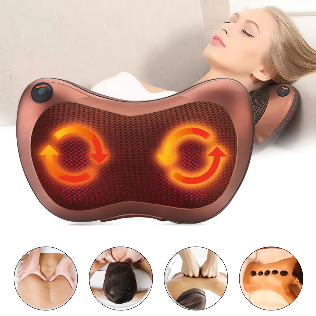 Massageador 8 Bolas Shiatsu Lombar Pescoço Veicular e Casa