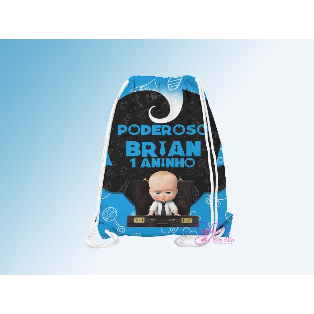 Mochilinha Saco personalizada O Poderoso Chefinho lebrancinha festa aniversário infantil
