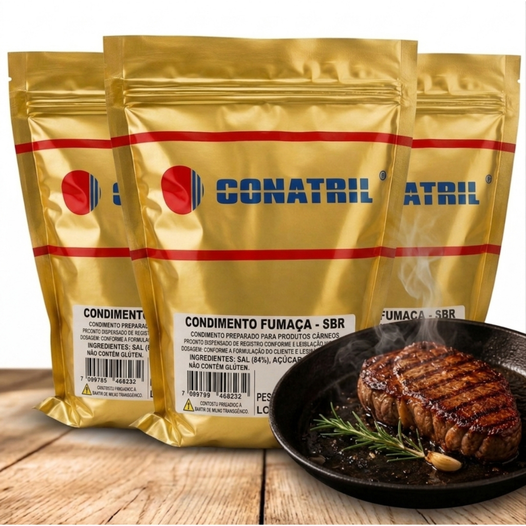 Kit com 3 Fumaça Em Pó Natural 1Kg Condimento Fumaça Sabor de Defumado e Churrasco Conatril Sbr Foods