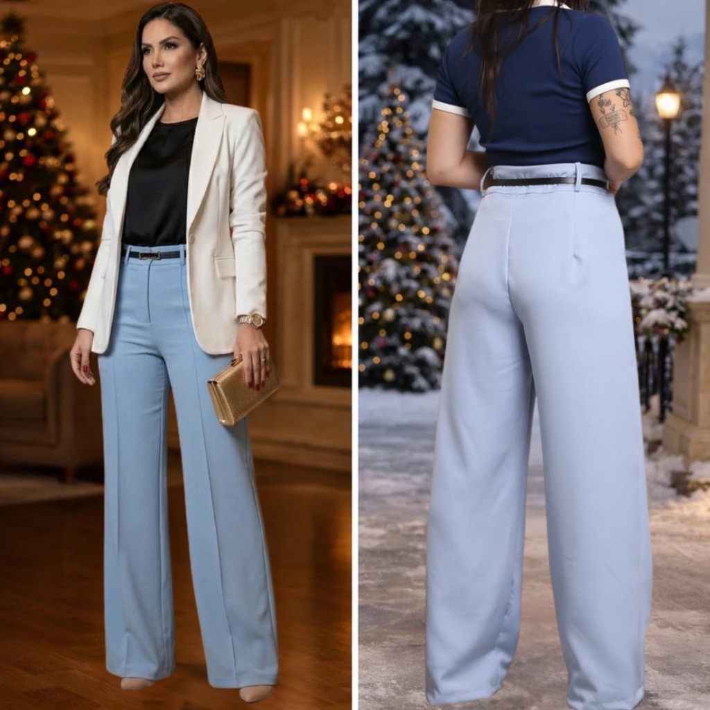 🛍️ Calça Feminina Social Alfaiataria Pantalona com Cinto Promoção 2026