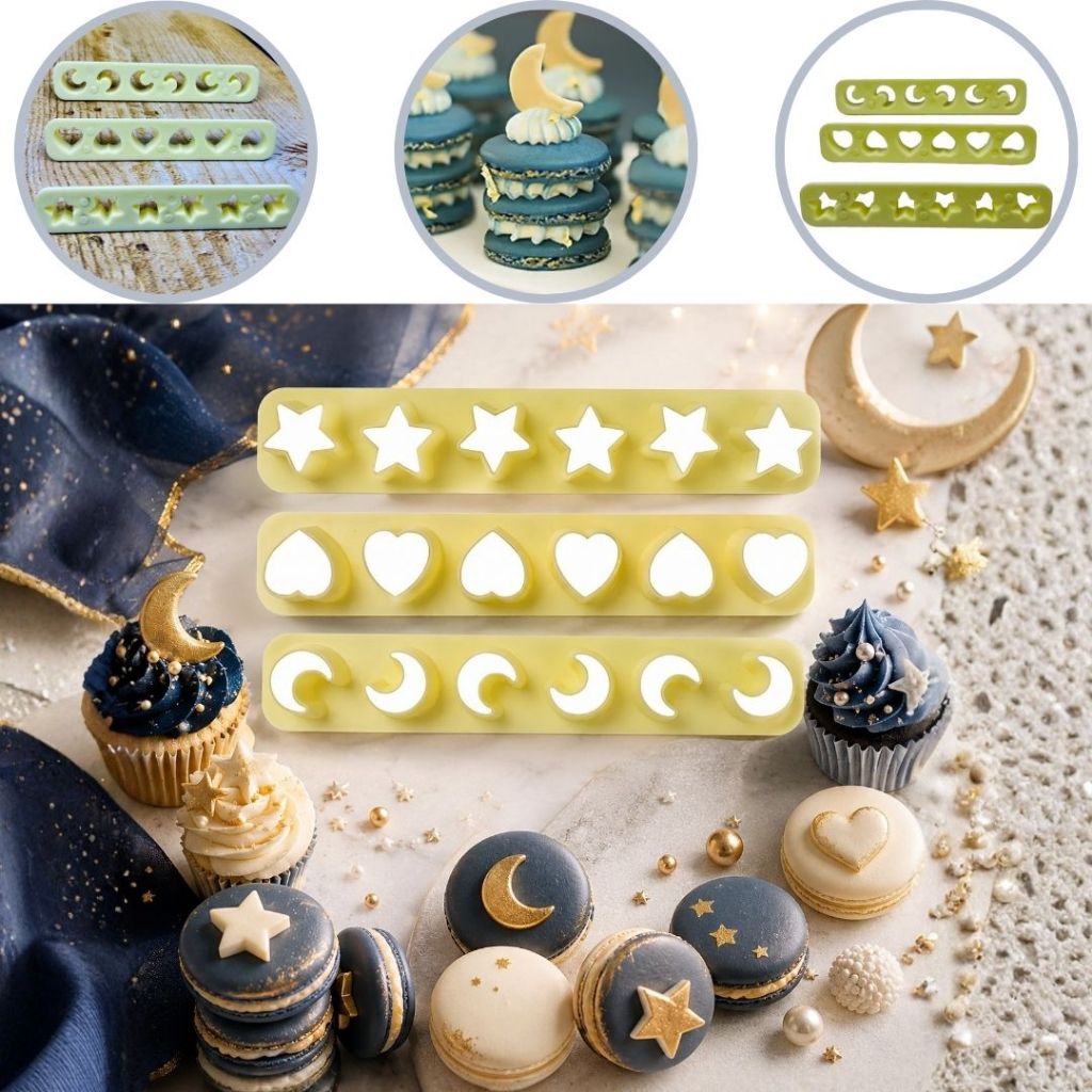 CORTADOR KIT RÉGUAS MINIATURAS 1 ESTRELA CORAÇÃO LUA -3 PEÇAS (BLUE STAR) (CHOCO)