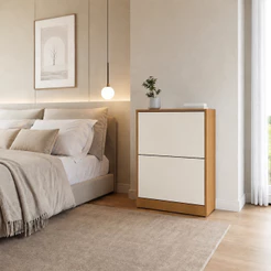 Sapateira Slim 2 Portas Basculantes Organizador De Calçados Compacto Para Hall De Entrada E Quarto