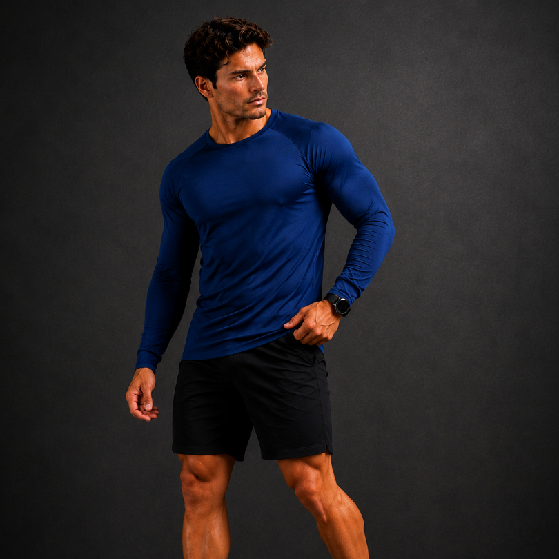 Camiseta Segunda Pele Masculina Dry Fit Manga Longa Proteção UV 50+ Academia Corrida Premium