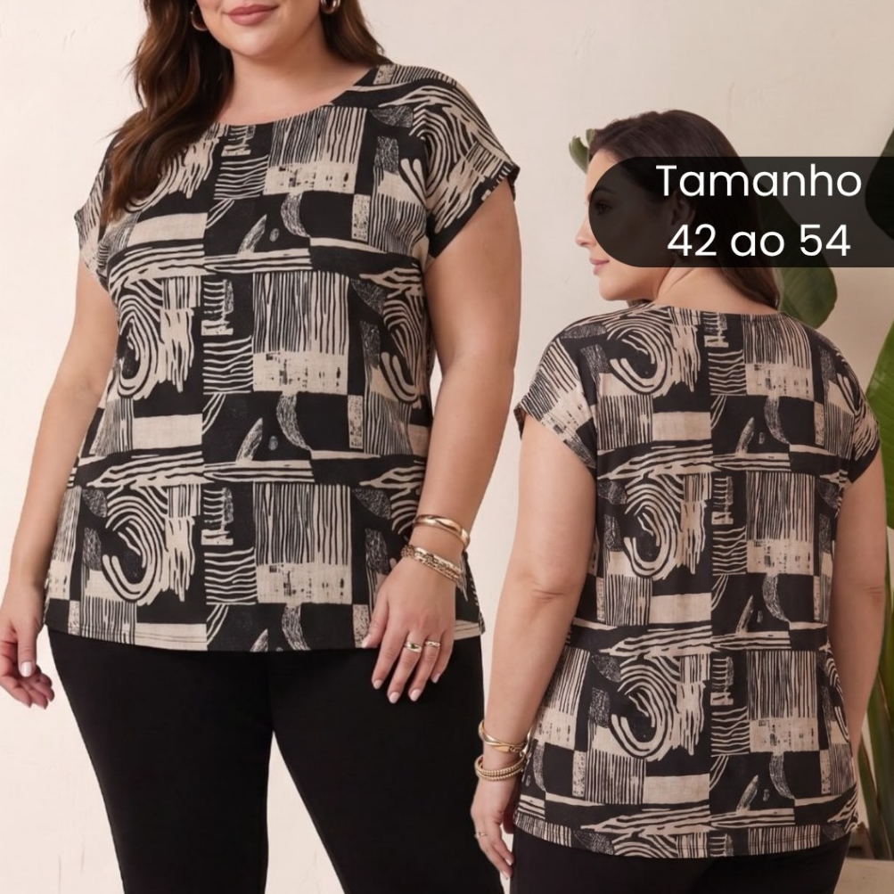 Blusa Feminina Plus Size Manga curta Liganete MALHA PREMIUM
