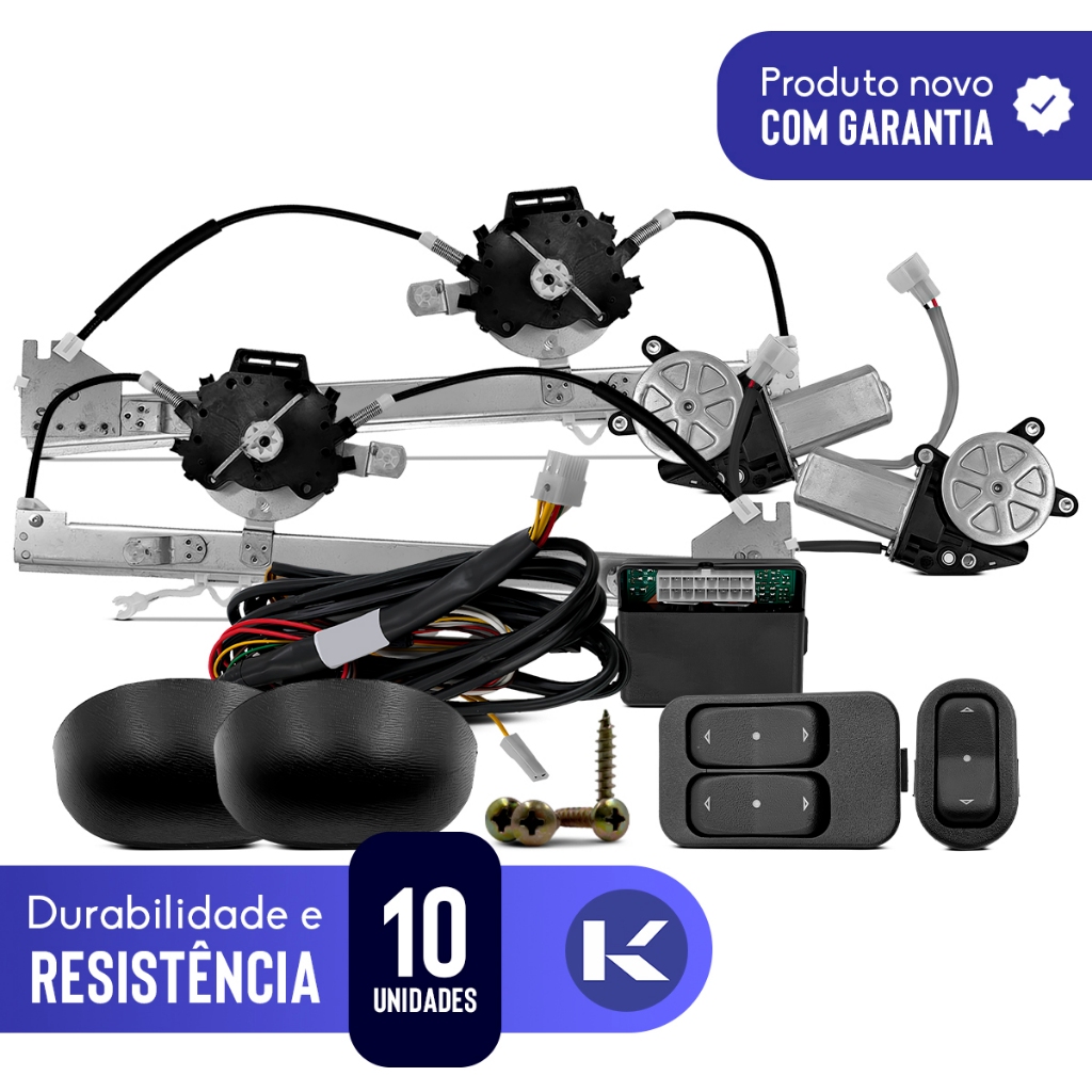 Kit Vidro Elétrico Inteligente Palio 4p 96 A 2017 Dianteira Completo — imagem 2 de 2