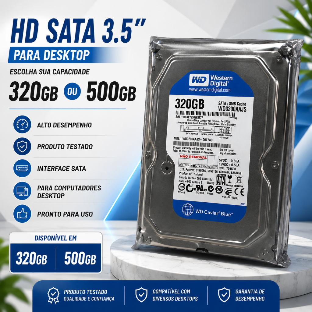 HD SATA 3.5 Para Computador Desktop 500GB NOVO