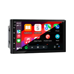 Multimídia H-Tech 7219 Android 7” IPS 2DIN com CarPlay, Android Auto, GPS e Bluetooth