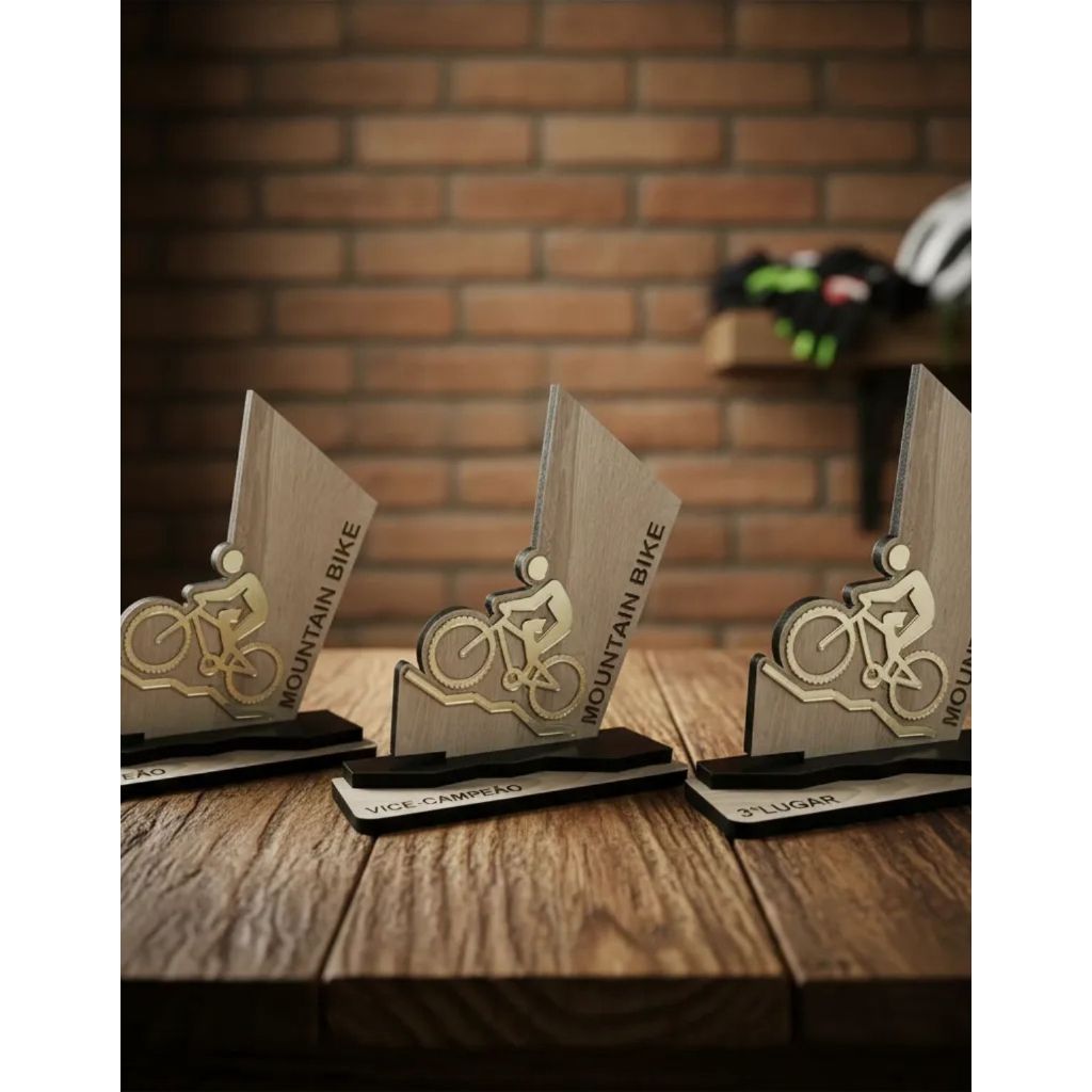 3 Troféus de Bike Prova de Mtb Campeão, Vice e 3º Lugar 1464