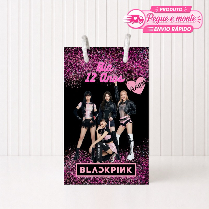 Sacolinha Pequena Blackpink Personalizada Lembrancinha para Festa Aniversário Enviado Desmontado