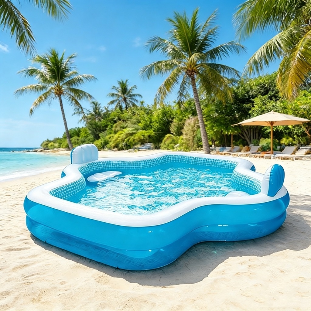 Piscina familiar premium de 3000 litros, com assentos e encosto brinquedo aquático para quintal, modelo de grande porte — imagem 2 de 2