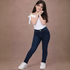 Calça jeans para menina infantil skinny juvenil elastano 10 ao 16