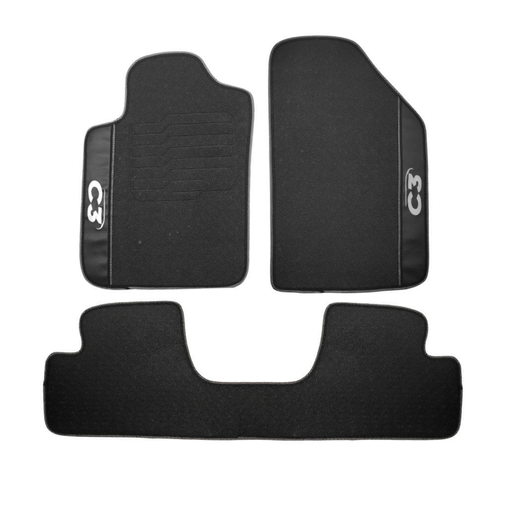 Jg De Tapete Borracha Para Citroen C3 2003 2004 2005 06 a 2011 2012 Preto Bordado 3 Peças Live Pack