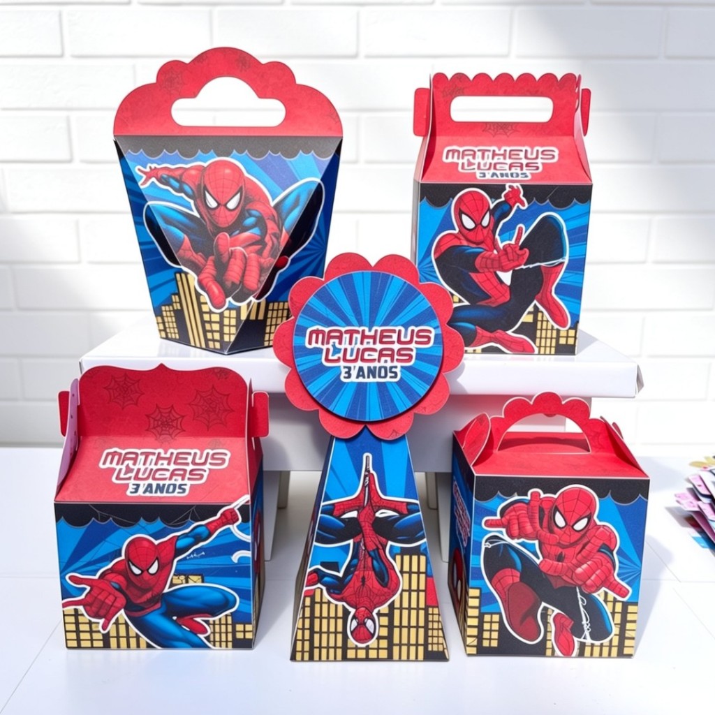 Kit Caixinhas Personalizadas Homem aranha| Lembrancinha Festa Infantil SEMI MONTADA