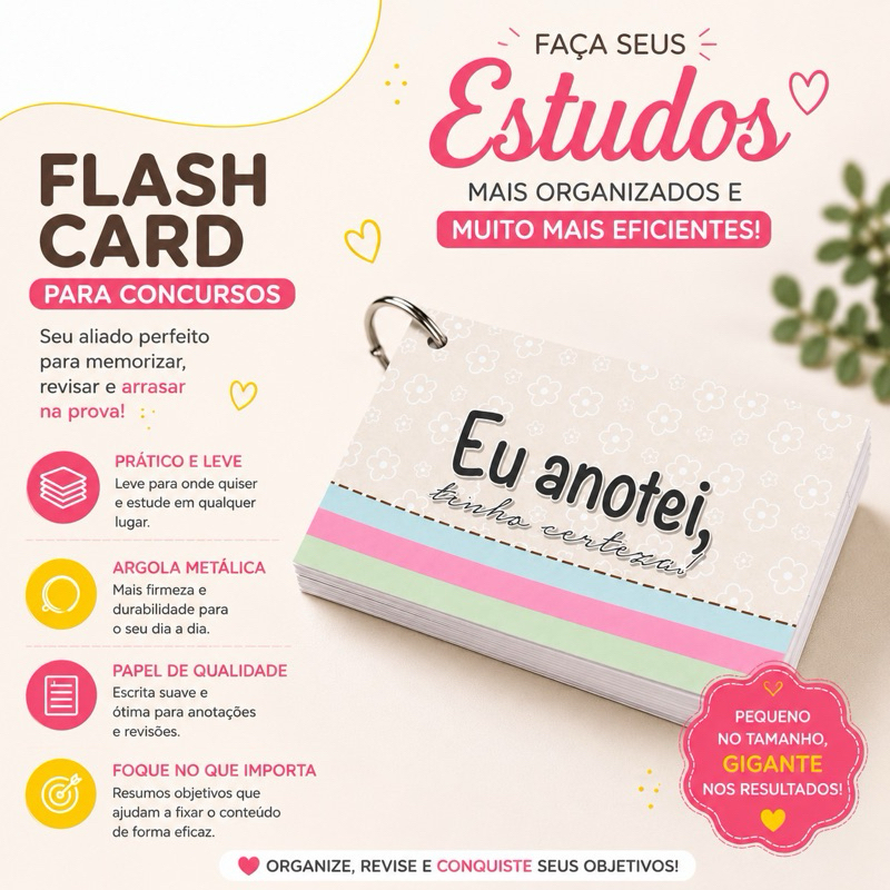 Imagem Fichário com 80 Flashcards Pautados 12x8cm | Estudo, Concurso, Idiomas, Revisão
