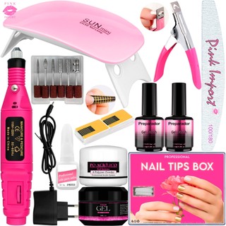 Kit Manicure Iniciante Completo Gel De Unhas Cabine Estufa Sun Mini + Lixadeira Eletrica …