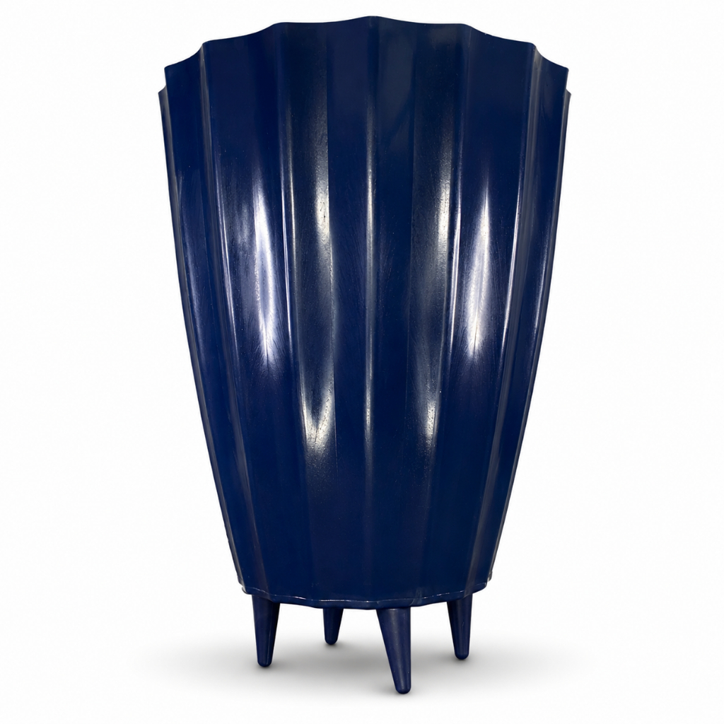 Vaso Planta com Pé Coluna Cacau Alto Brilho Luxo 34x24