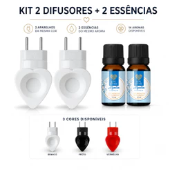 Kit 2 Difusor Elétrico Bivolt Formato de Coração + 2 Essências 10 ml - Escolha o Aroma