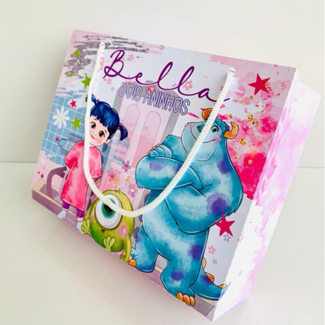 Sacola Personalizada Monstros S.A. | Lembrancinha Festa Infantil | Nome e Idade Personalizados | Sacolinha Surpresa