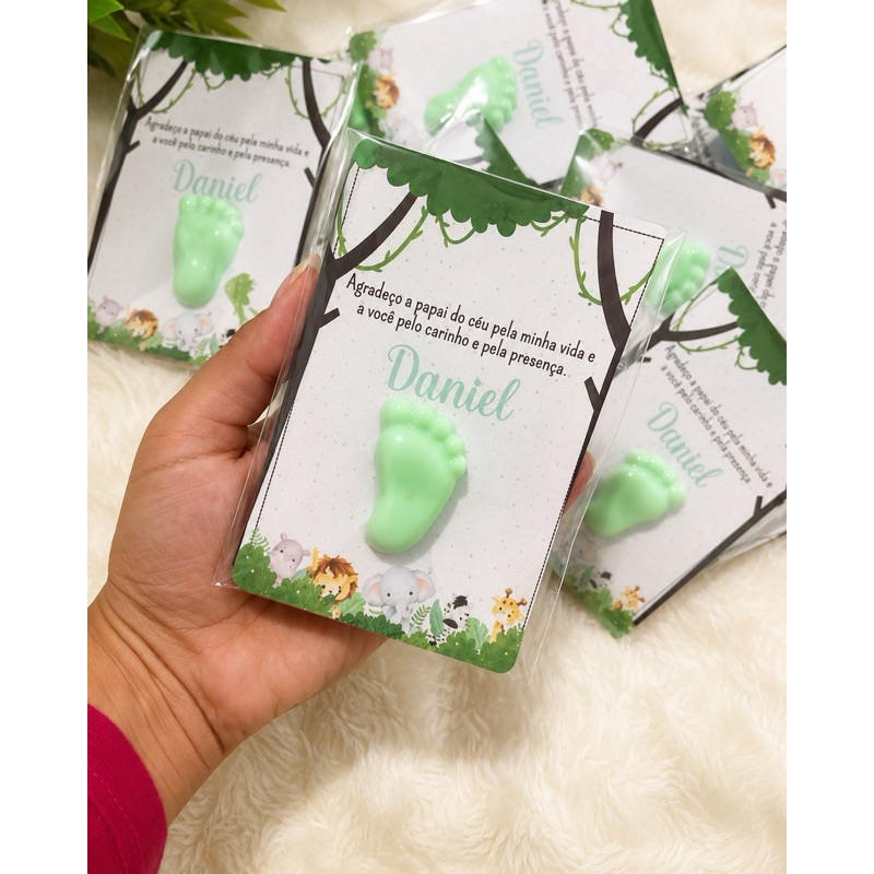 Sabonete Pezinho Personalizado 10g no Card | Lembrancinha Maternidade, Chá de Bebê, Batizado e Nascimento