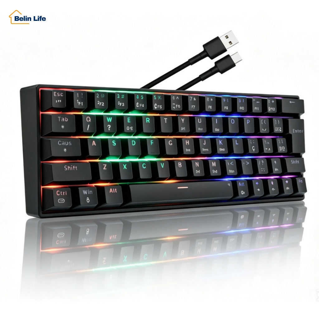 Teclado Mecanico Gamer 60% Knup KP-TE152 63 Teclas ABNT2 Switch Blue RGB